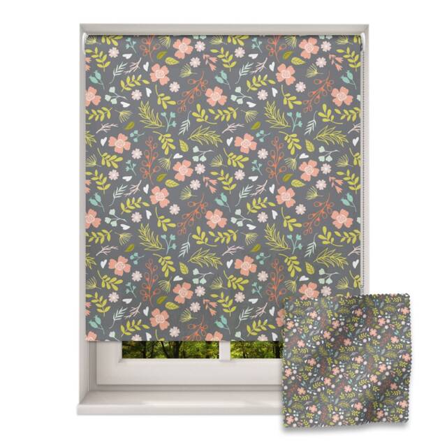 Dark Florals Roller Blind, Children's Made To Measure, Safari Jungle Roller Blind For Nursery - image 1