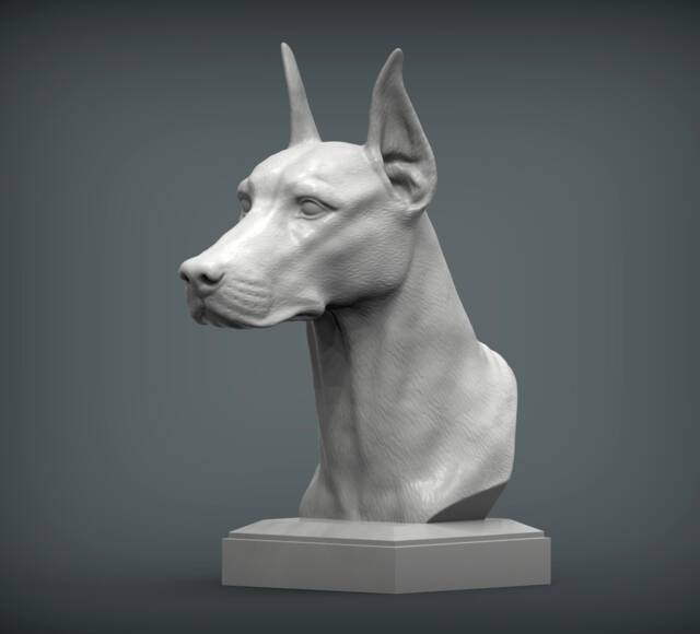 3D Printed Doberman Bust Pet Memorial Figurine, Dog Lover Gift - image 1