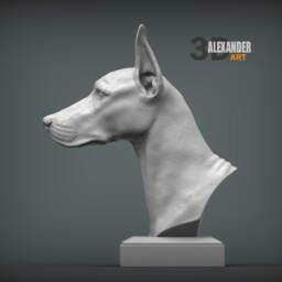 3D Printed Doberman Bust Pet Memorial Figurine, Dog Lover Gift - thumbnail 3
