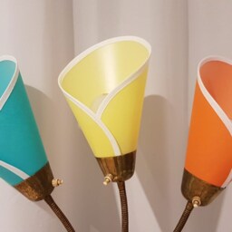 3 New High-Quality Lamp Shades For Original 1950S Bag in Orange/Yellow/Mint - thumbnail 3