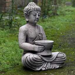 Meditating Buddha With Offering Bowl Statue Traditional Decoration Outdoor Zen Garden Sculpture Japanese Ornament Buddha Lover Gift - thumbnail 2