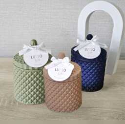 Diamond Candle Jar Gift Set - Navy, Sage, Coffee Soy Wax, Boxed
