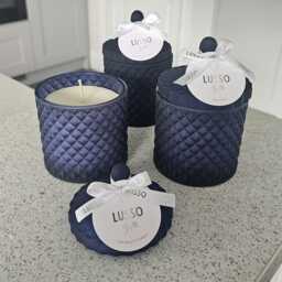 Diamond Candle Jar Gift Set - Navy, Sage, Coffee Soy Wax, Boxed - thumbnail 3