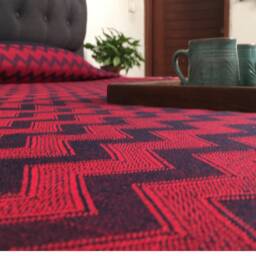 Maroon & Blue Cotton Bedspread- Indian Handloom Bedcover For King Size Bed- Soft Bedroom Linen - Housewarming Gift Garden Throw - thumbnail 2