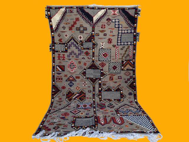 Glaoui Morocco Greige Kilim Rug - image 1