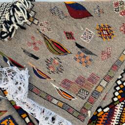 Glaoui Morocco Greige Kilim Rug - thumbnail 4