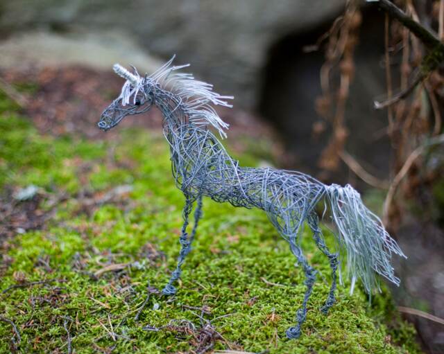 Unicorn Horse, Fantasy Animal, Horse Figurine, Sculpture, Gift For Her, Wired Animal Mythical Creatures, Art - image 1