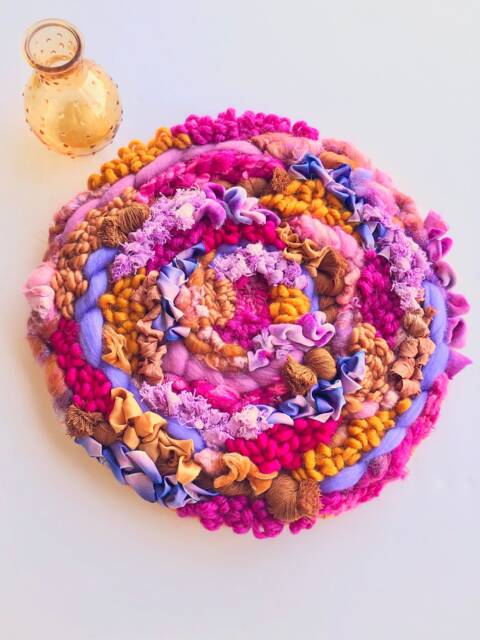 Gingerbread Disco 12-Inch Round Woven Wall Hanging - image 1