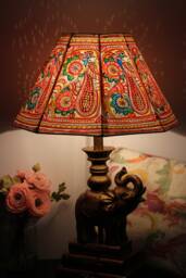 Peacock Pattern Floor Lamp Shade Large - Handmade Leather Multi Colour Garden Shade in Octagonal Shape - H-10 & W-16 Inches - thumbnail 1
