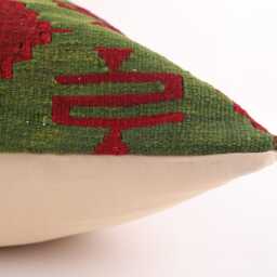 Vintage Turkish Kilim Pillow Cover Handwoven Wool Throw 16x16 - thumbnail 4