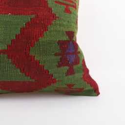Vintage Turkish Kilim Pillow Cover Handwoven Wool Throw 16x16 - thumbnail 2