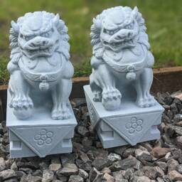 Foo Dogs Pair Garden Decor, Fu Temple Dog, Chinese Statue Balinese Statue, Oriental Ornament - thumbnail 2