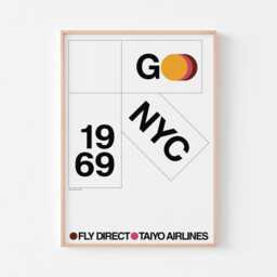 Taiyo Airlines - Nyc 1969 Poster Print - Mid Century Modern Bauhaus New York Eames Vintage Typography Subway Andy Warhol Massimo Vignelli - thumbnail 2