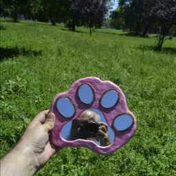 5 Mirrors Cat Paw, Decorative Wall Mirror Cat's Paw Shaped, For Walls, Cat Lover Must Have, Decor, Pink With Violet Hemp Rope - thumbnail 1