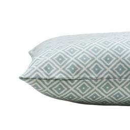 Scandi Geometric Ikat Boudoir Cushion in Duck Egg Blue. Double Sided. Modern Printed Diamond Pattern Baby Blue & White. 17x12 - thumbnail 2