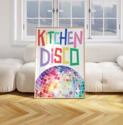 Kitchen Disco Print, Ball, Retro Poster, Trendy Wall Art, Prints, Decor, Eclectic Fun Poster Quote 2563 - thumbnail 1