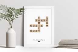 Personalised Scrabble Tile Family Print - Custom Framed Wall Art - thumbnail 1