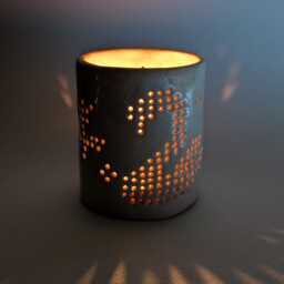 Handmade Ceramic Candle Holder With A Cut-Out Swan & Flower Filet Crochet Inspired Design - thumbnail 2