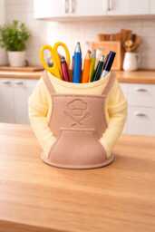 Kitchen Apron Pen Holder - Chef Desk Organizer Cute Decor Cooking Lover Gift Office Supplies Unique Pot