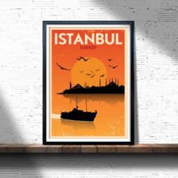 Istanbul Vintage Travel Poster Retro Turkey Wall Art Print - thumbnail 3