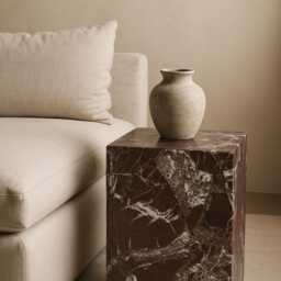 Rosso Levanto Marble Plinth - Burgundy Accent Table Custom Size Available - thumbnail 4