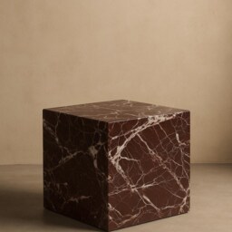 Rosso Levanto Marble Plinth - Burgundy Accent Table Custom Size Available - thumbnail 2