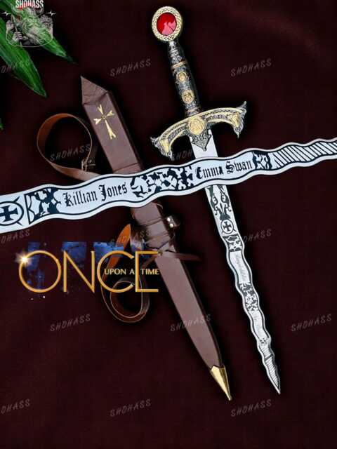 Once Upon A Time Sword Movie Excalibur Legendary Of Emma Swan & Killian Jones Gift + Wooden Scabbard Living Wall Decor - image 1