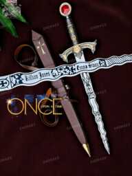 Once Upon A Time Sword Movie Excalibur Legendary Of Emma Swan & Killian Jones Gift + Wooden Scabbard Living Wall Decor - thumbnail 1