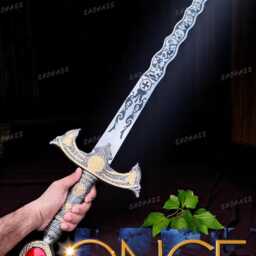Once Upon A Time Sword Movie Excalibur Legendary Of Emma Swan & Killian Jones Gift + Wooden Scabbard Living Wall Decor - thumbnail 2