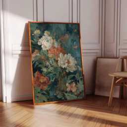 Impressionist Floral Wall Art, Vintage Botanical Peony Print, Textured Oil Painting Style, Rustic Flower Poster Decor - thumbnail 3