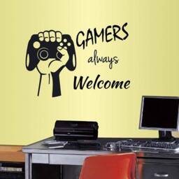 In-Style Decals Wall Vinyl Decal Home Decor Art Sticker Gamers Always Welcome Quote Controller Computer Video Games Kids Room Design 739 - thumbnail 1
