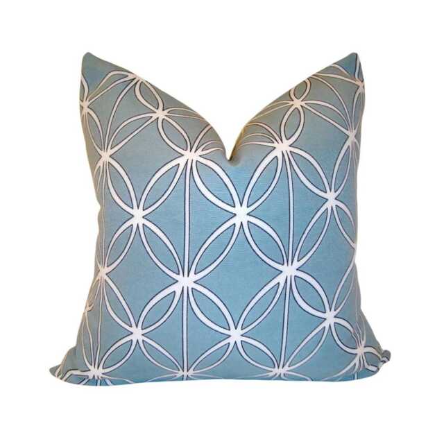 Blue Geometric Decorative Pillow Cover, Modern Circle Print, 20x20 - image 1