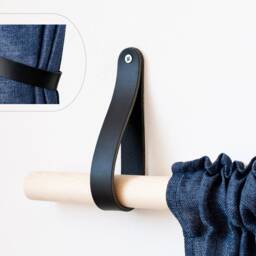 Leather Curtain Rod Holder, Leather Holder Bracket Mid Century, Modern Wood, Bracket, Vorhang Wand - thumbnail 2