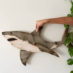 Reclaimed Wood Shark Wall Art Sustainable Handmade Sculpture - thumbnail 1