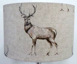 Deer Lampshade UK Made Contemporary Retro Lamp Shade Textured Linen Deer Drum Lampshade Animal
