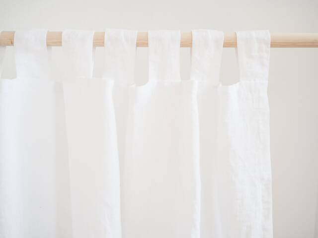 White Linen Curtain Panel, Tab Top, Medium Weight - 160 G/2 - image 1