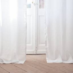White Linen Curtain Panel, Tab Top, Medium Weight - 160 G/2 - thumbnail 3