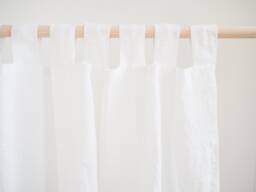 White Linen Curtain Panel, Tab Top, Medium Weight - 160 G/2