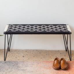 Bird Wooden Bench Beautiful Weaving Pattern Sustainable Furniture Modern Unique For Balcony Handwoven Decoration - thumbnail 2