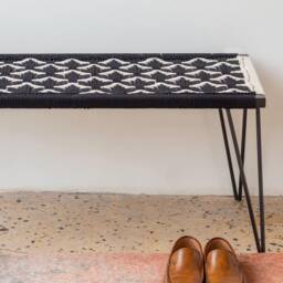 Bird Wooden Bench Beautiful Weaving Pattern Sustainable Furniture Modern Unique For Balcony Handwoven Decoration - thumbnail 3