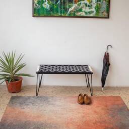 Bird Wooden Bench Beautiful Weaving Pattern Sustainable Furniture Modern Unique For Balcony Handwoven Decoration