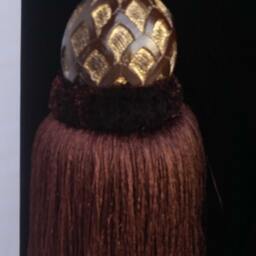 Brown Curtain Drapery Decorative Wood/Tassel Double Rope Tie Back Hand Crafted Home Decor/Window Treatments Drape Holding/Holdback/Pull - thumbnail 3