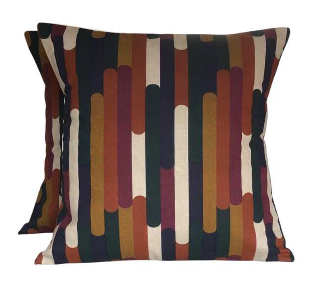 2 Clarke & Seattle Retro Burnt Orange Plum Teal Green Navy Cushion Covers 16 - image 1
