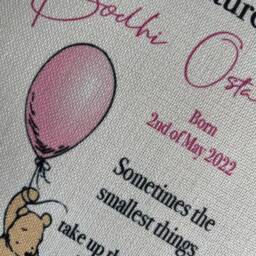 Personalised The Adventures Of Winnie Pooh Inspired Cushion New Baby , Childs Keepsake Home Decor, Nursery, Baby Girl Boy - thumbnail 2