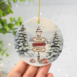 Personalised Sign Post Decoration, Family Name Christmas Ornament, Tree Decor, Bauble, & Pet Decor Keepsake - thumbnail 1