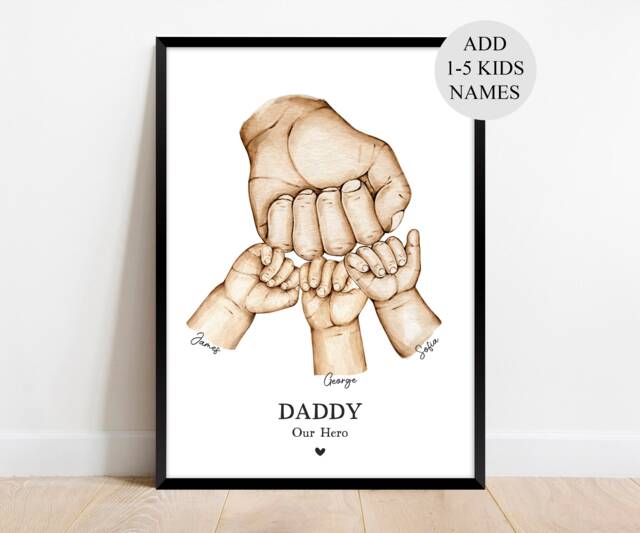 Fathers Day Gifts Personalised, Hand Drawn Dad Gift From Kids, Daddy Birthday, Custom New Print, First For Or Grandad - image 1