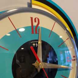 Large Royalexe Turquoise Starburst Wall Clock Mid-Century Atomic Jetsons Style - thumbnail 3