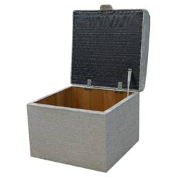 Oyster Floral Square Pouffe Storage Ottoman - Flatweave Medallion Fabric Bespoke British Made - thumbnail 2