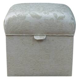 Oyster Floral Square Pouffe Storage Ottoman - Flatweave Medallion Fabric Bespoke British Made - thumbnail 3