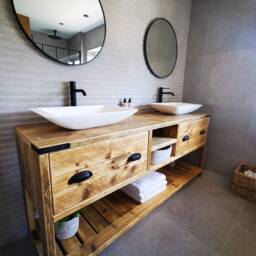 Dulverton Reclaimed Wood Rustic Bathroom Vanity Unit - thumbnail 3